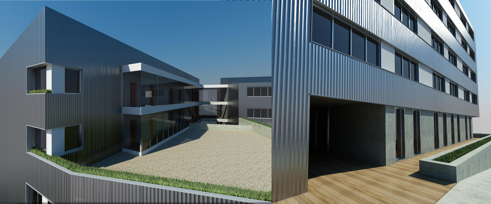 Proyecto de edificacion de viviendas en Lekeitio. Vista interior detalle.